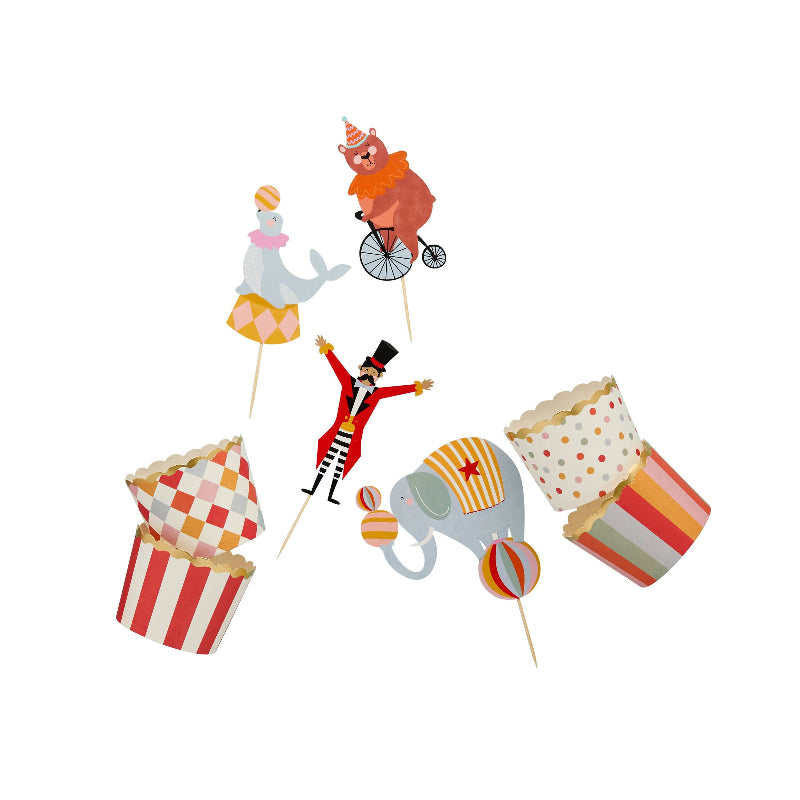 Circus Party Cupcake Cups and Picks I Circus Party Supplies I My Dream Party Shop UK
