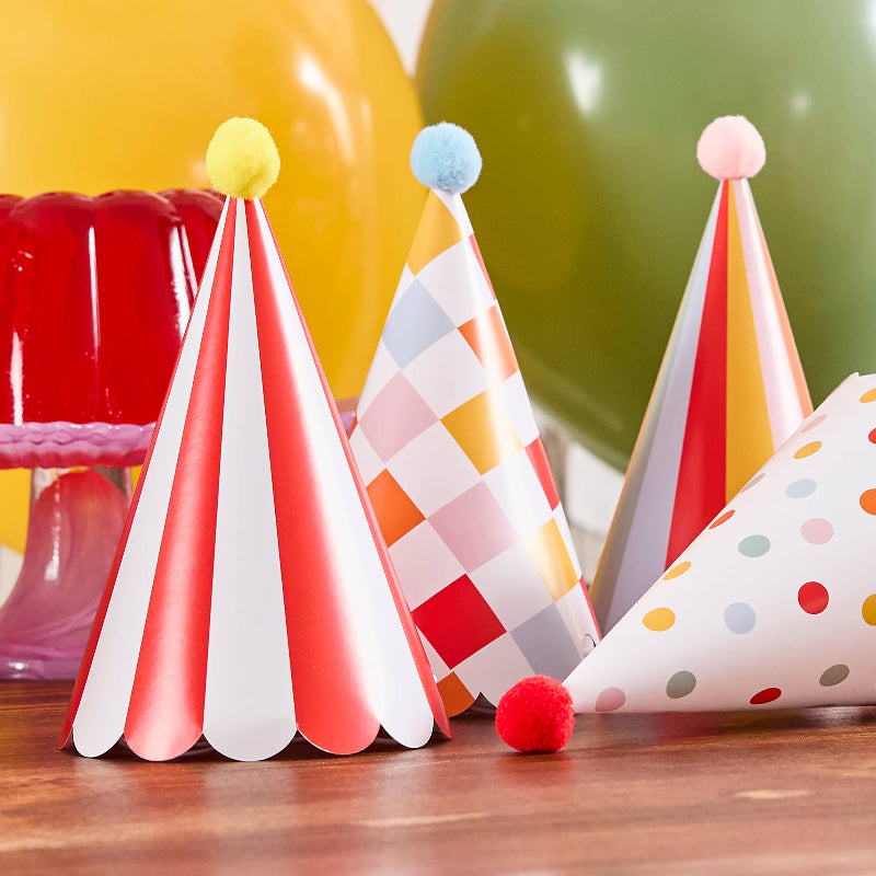 Circus Party Hats with Pom Poms I Circus Party Supplies I My Dream Party Shop UK