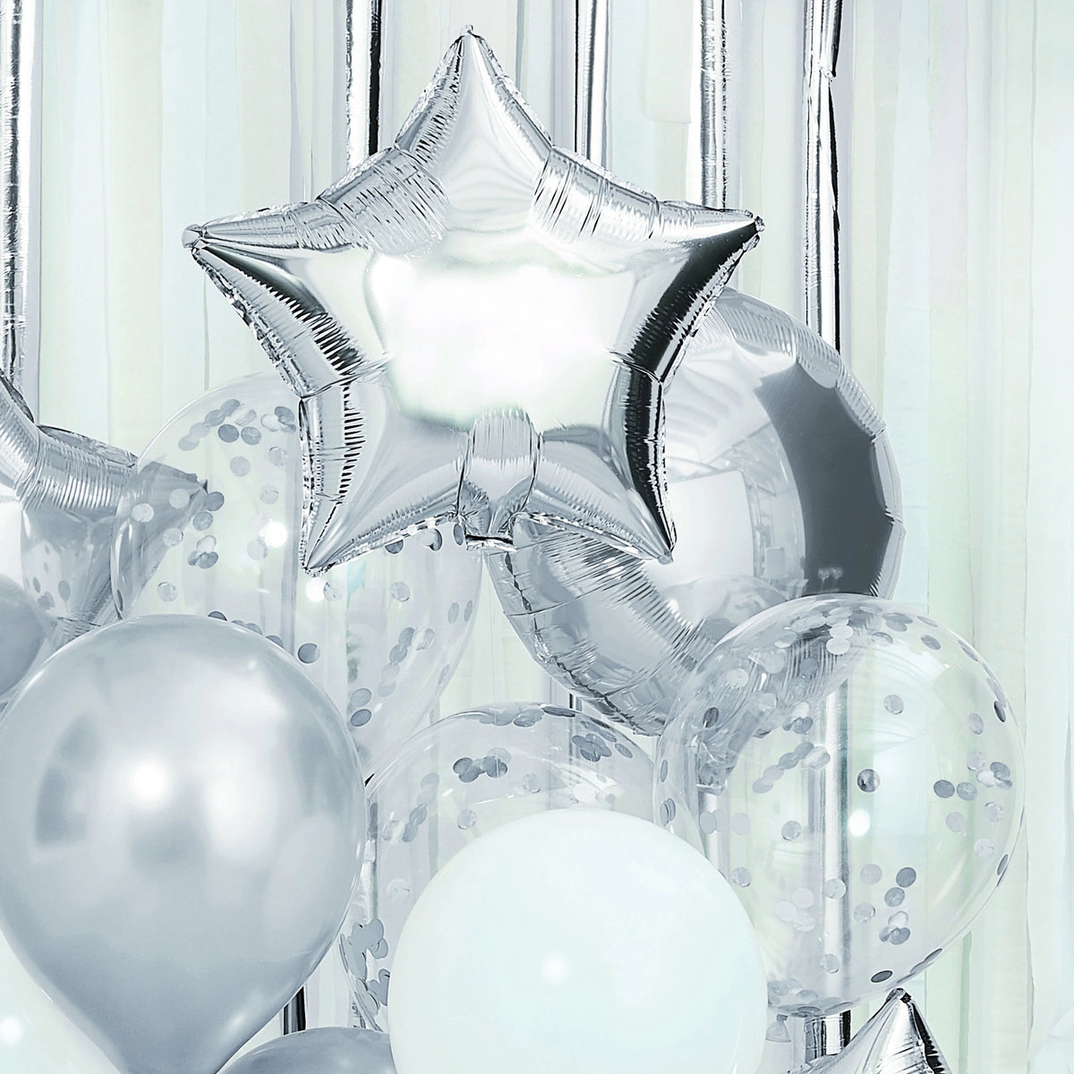 Metallic Silver and White Balloon Pack I Silver Party Decorations I My Dream Party Shop UK 