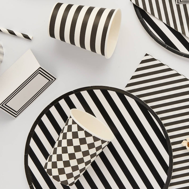 Black and White Striped Plates I Black and White Party Tableware I My Dream Party Shop UK