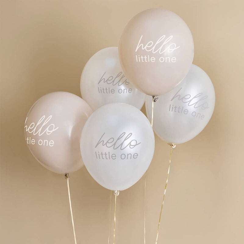 Neutral Hello Little One Latex Balloons I New Baby Balloons I My Dream Party Shop UK