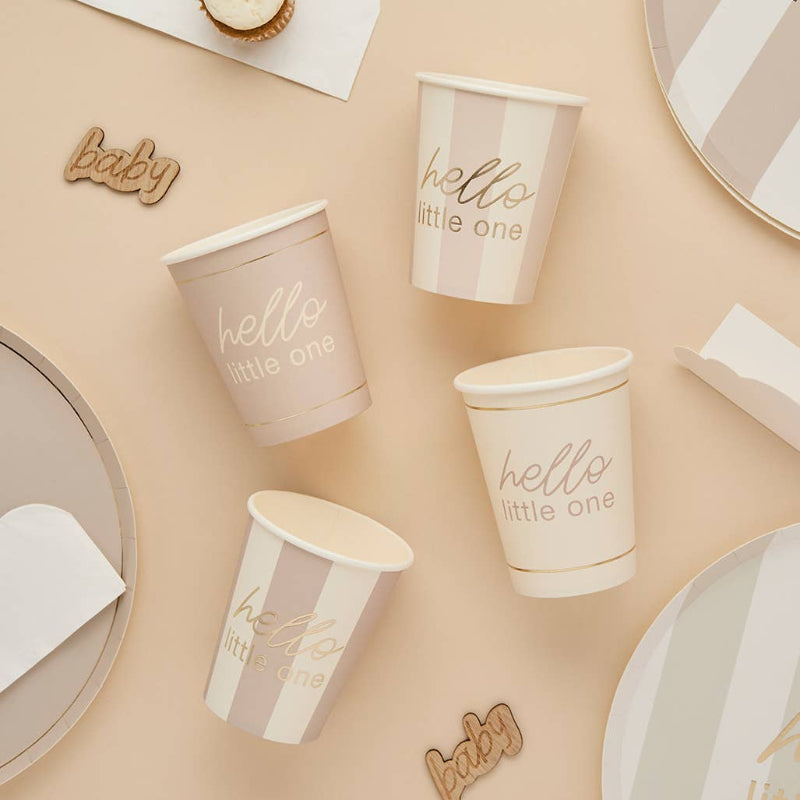 Neutral Hello Little One Cups I New Baby Decorations I My Dream Party Shop UK