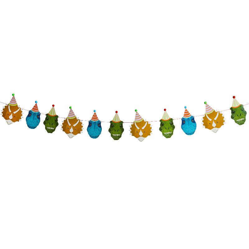Party Dinosaur Banner with Pom Poms I Dinosaur Party Supplies I My Dream Party Shop UK