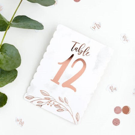 Rose Gold Party Table Numbers I Rose Gold Decorations I My Dream Party Shop UK