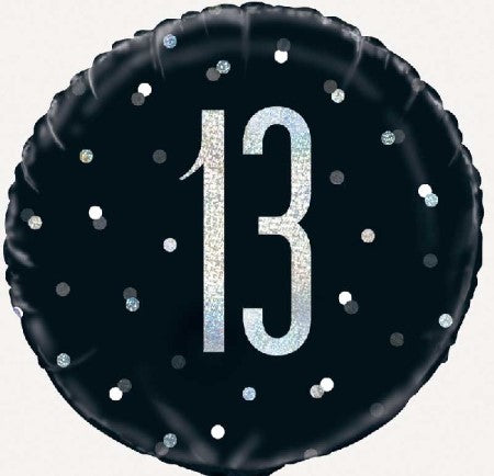 Black Glitz Age 13 Balloon I 13th Birthday Party Supplies I My Dream Party Shop