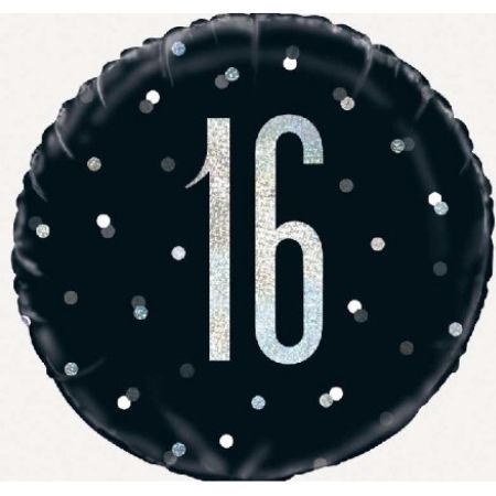 Black Glitz Age 16 Balloon I 16th Birthday Party I My Dream Party Shop