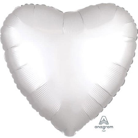17 Inch White Satin Luxe Heart Foil Balloon I Modern Pastel Balloons I My Dream Party Shop UK
