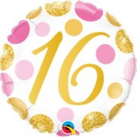 Age 16 Pink and Gold Dots Balloon I 16th Birthday Party Supplies I My Dream Party Shop UK