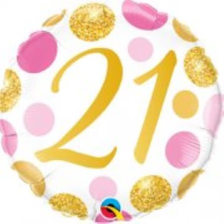 Age 21 Pink and Gold Dots Balloon I 21st Birthday Party Decorations I My Dream Party Shop UK