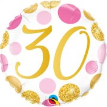 Age 30 Pink and Gold Dots Balloon I 30th Birthday Party Supplies I My Dream Party Shop UK