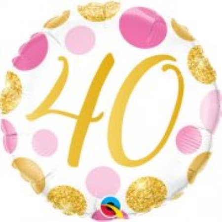 Age 40 Pink and Gold Dots Balloon I 40th Birthday Party Supplies I My Dream Party Shop UK