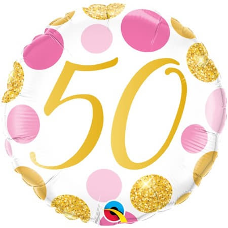 Age 50 Pink and Gold Dots Balloon I 50th Birthday Party Decorations UK