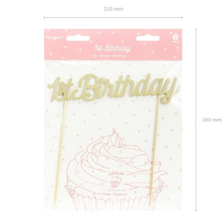 Gold Glittery First Birthday Cake Topper I My Dream Party Shop I UK