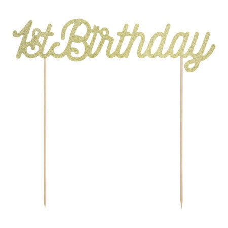 Glittery Gold 1st Birthday Cake Topper I My Dream Party Shop I UK