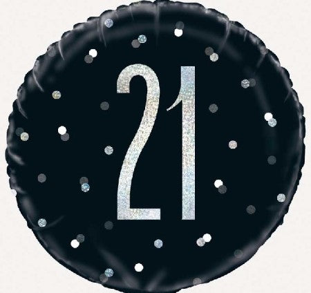 Black Glitz Age 21 Balloon I 21st Birthday Party Decorations I My Dream Party Shop UK