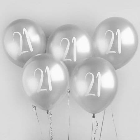 Silver 21st Birthday Balloons I 21st Birthday Party Decorations I My Dream Party Shop I UK