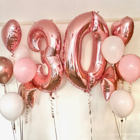 Helium Inflated Blush and Rose Gold Balloon Bouquet I Helium Balloons Ruislip