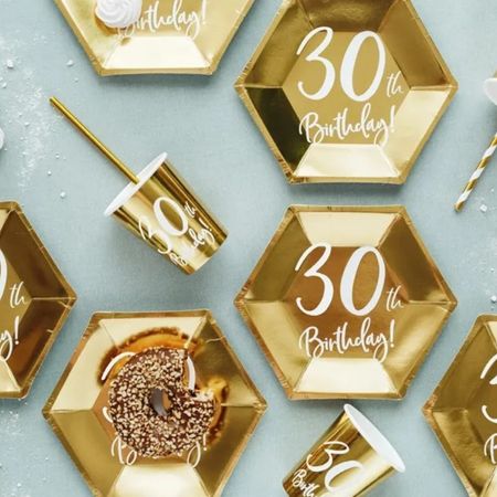 Small Hexagonal 30th Birthday Party Plates I 30th Birthday Party Supplies I My Dream Party Shop UK