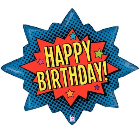 Superhero Happy Birthday Balloon and Star Balloon Set I Helium Ruislip I My Dream Party Shop