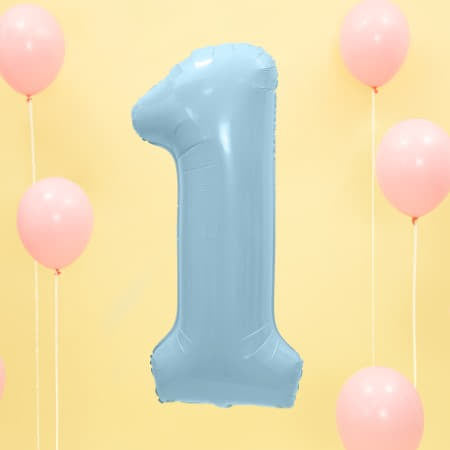 Helium Inflated Pale Blue Number 1 Balloon Collection Ruislip I My Dream Party Shop