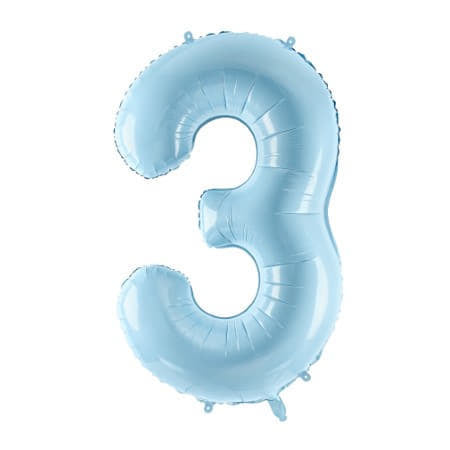 Gigantic Pale Blue Foil Number Three Balloon 34 Inches I Milestone Birthdays I My Dream Party Shop