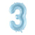 Helium Inflated Pastel Blue Number 3 Balloon Collection Ruislip I My Dream Party Shop