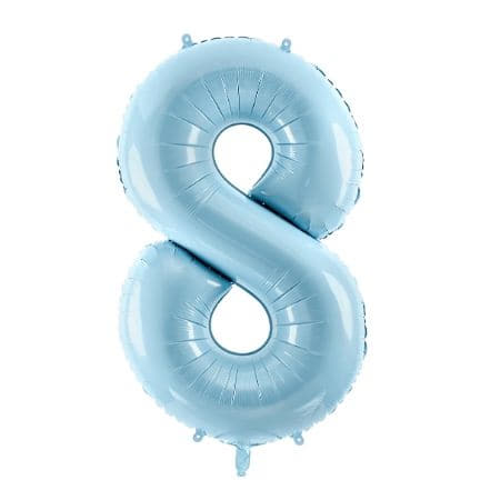 Helium Inflated Pastel Blue Number 8 Balloon Collection Ruislip I My Dream Party Shop