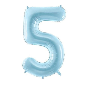 Gigantic Pale Blue Foil Number Five Balloon, 34 Inches