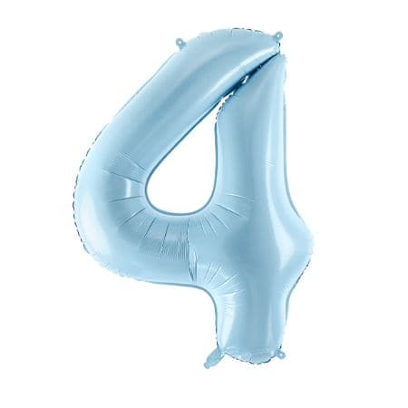 Blue Foil Number Four Balloon, 34 Inches