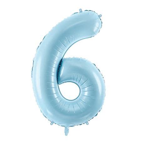 Helium Inflated Pastel Blue Number 6 Balloon Collection Ruislip I My Dream Party Shop