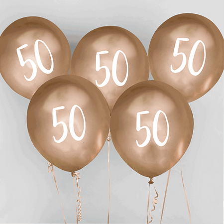 Chrome Gold 50th Birthday Balloons   I 50th Birthday Party Decorations I My Dream Party Shop