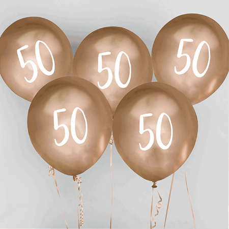 Gold 50th Birthday Helium Balloon Bouquet I Helium Balloons Ruislip I My Dream Party Shop