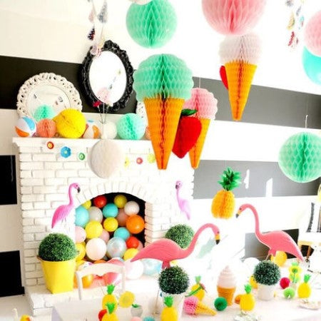 Ice Cream Honeycomb Decorations 30cm I Ice Cream Party Decorations I My Dream Party Shop I UK