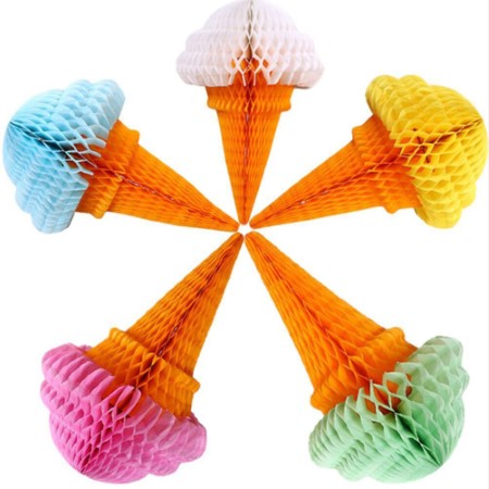 Ice Cream Honeycomb Decorations 30cm I Summer Party Decorations I My Dream Party Shop I UK
