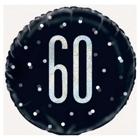 Black Glitz Age 60 Balloon I 60th Birthday Party Supplies I My Dream Party Shop UK