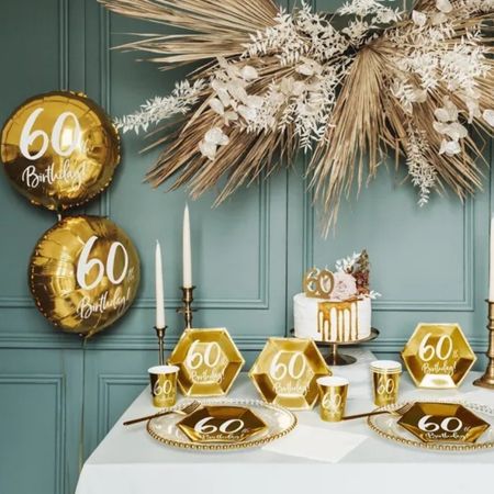 Small Gold 60th Birthday Plates I 60th Birthday Party Supplies