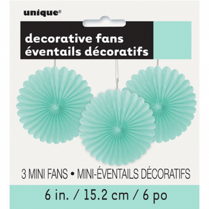 Mini Mint Green Rosette Fans Set of Three I Mint Decorations I My Dream Party Shop I UK