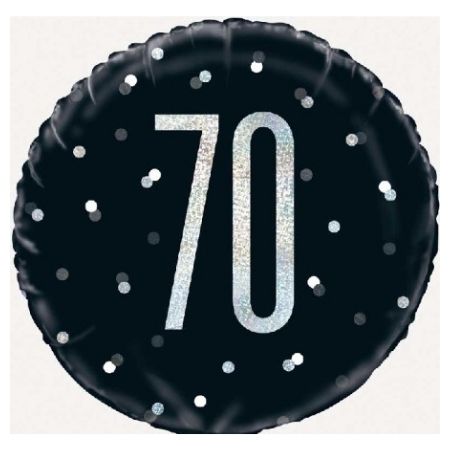 Black Glitz Age 70 Balloon I 70th Birthday Party Supplies I My Dream Party Shop UK