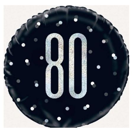 Black Glitz Age 80 Balloon I 80th Birthday Party Supplies I My Dream Party Shop