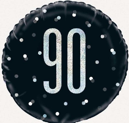 Black Glitz Age 90 Balloon I 90th Birthday Party Supplies I My Dream Party Shop