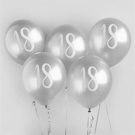 Silver 18th Birthday Balloons I 18th Birthday Decorations I My Dream Party Shop UK