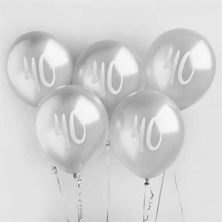 Silver 40th Birthday Balloons I 40th Birthday Party Decorations I My Dream Party Shop UK