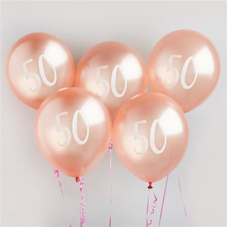 Rose Gold 50th Birthday Helium Balloon Bouquet for Collection Ruislip I My Dream Party Shop