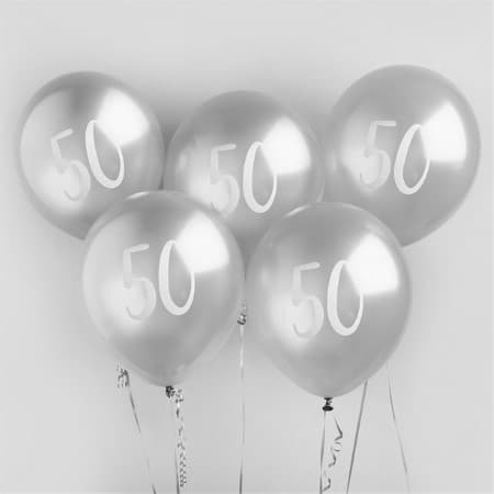 Silver 50th Birthday Helium Balloon Bouquet for Collection Ruislip I My Dream Party Shop