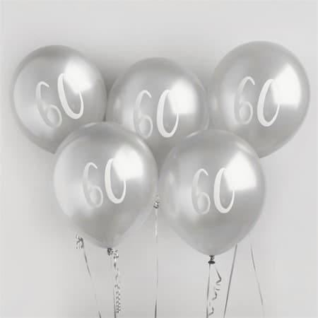 Silver 60th Birthday Helium Balloon Bouquet for Collection Ruislip I My Dream Party Shop