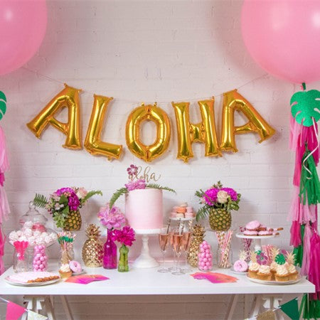 Gold Aloha Balloon Garland I Hawaiian Party Decorations I My Dream Party Shop I UK