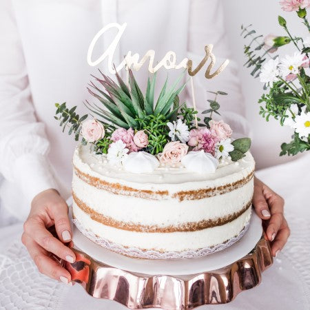Gold Amour Cake Topper I Wedding &amp; Anniversary Cake Decoration I  My Dream Party Shop I UK