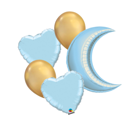 Baby Boy Blue and Gold Balloon Bouquet I Helium Balloons I My Dream Party Shop