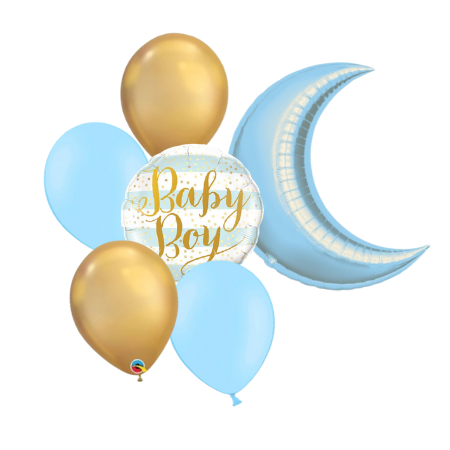 Baby Boy Moon Balloon Bouquet I Helium Balloons I My Dream Party Shop