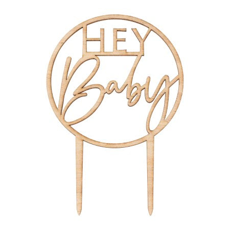 Wooden Hey Baby Cake Topper I Baby Shower Decorations I My Dream Party Shop UK